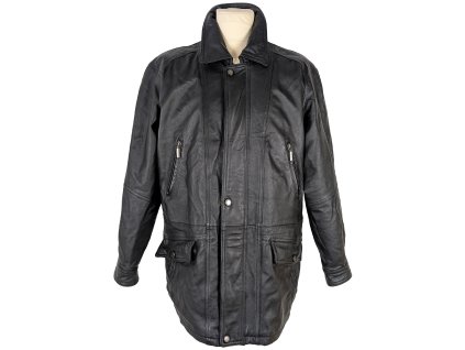 KOŽENÁ pánská černá zateplená bunda na zip Different 50