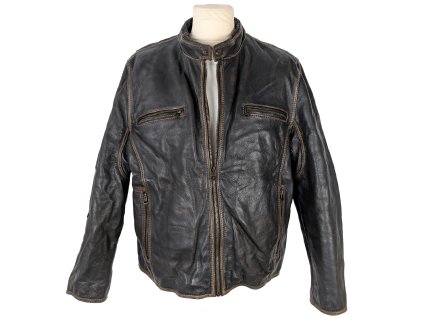 KOŽENÁ pánská hnědá bunda na zip Johnson & Murphy XL