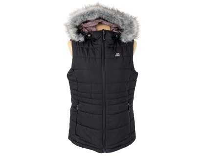 Dámská černá prošívaná vesta s kapucí Alpine Pro L