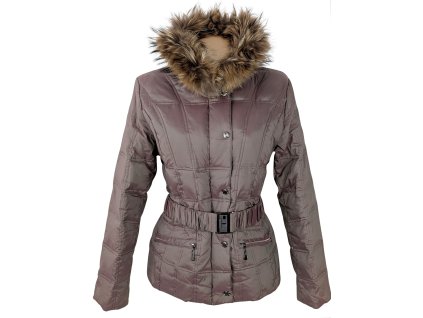 Péřový dámský prošívaný kabát s pravou kožešinou Anorac 40