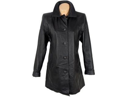 KOŽENÝ dámský černý kabát L