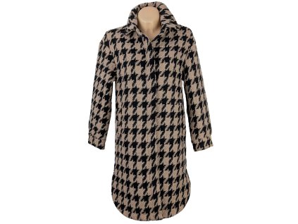 Dámský hnědý kabát - kohoutí stopa Reserved S