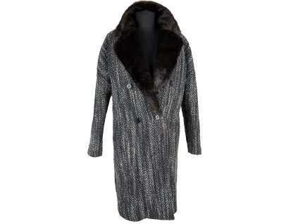 Dámský šedý melírovaný kabát H&M 34