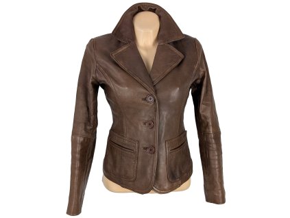 KOŽENÉ dámské hnědé zateplené sako 34