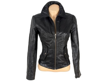 KOŽENÁ dámská černá bunda na zip Promod M