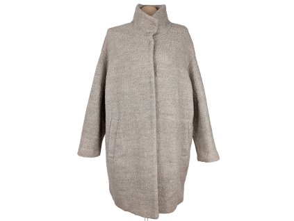 Vlněný (52%) dámský béžový kabát Lindex XXL