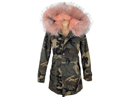 Dámská army parka s kapucí s objemnou kožešinou K.Zell S