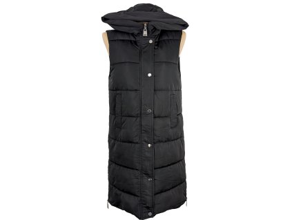 Dámská černá dlouhá prošívaná vesta Leancce S/M