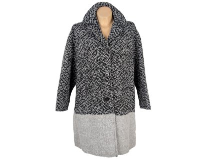 Vlněný (60%) dámský šedočerný oversize kabát  M-Style 44
