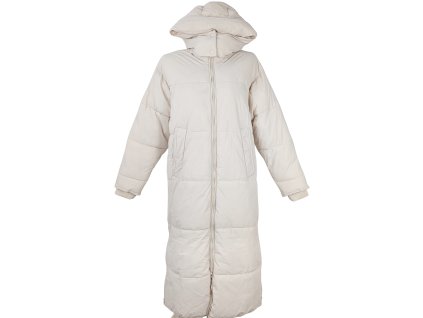 Dámský prošívaný dlouhý smetanový oversize kabát ZARA M