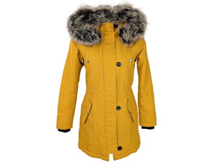 Dámská žlutá zimní hořčicová parka s kapucí ONLY S