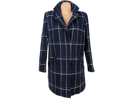 Dámský modrý kostkovaný kabát Marks&Spencer  L
