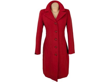 Vlněný (50%) dámský zimní červený kabát Adrianno Damianii 10/38