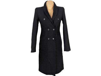 Vlněný (75%) dámský černý kabát ZARA XS/S