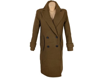 Vlněný (75%) dámský hnědý kabát ZARA XS