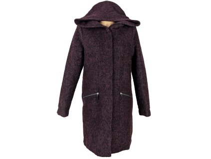 Dámský fialový kabát s kapucí Yessica 38