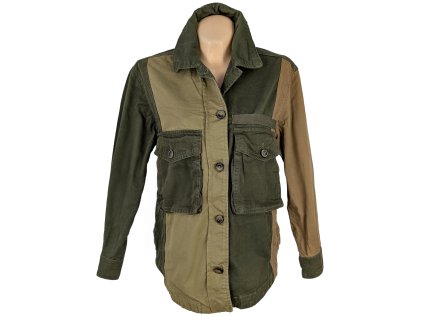 Bavlněná dámská khaki košilová bunda Bershka S