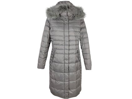 Péřový dámský prošívaný kabát s kapucí s pravou kožešinou Fuchs Schmitt 16/42