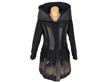 Extravagantní dámský černý zateplený kabát Ateliér Donát S