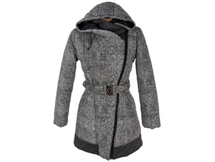 Dámský prošívaný kabát s páskem a kapucí S