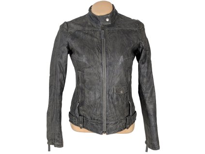 KOŽENÁ dámská šedá zateplená bunda na zip Vivien Caron 38/12