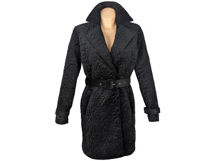 Dámský černý zateplený kabát s páskem MOHITO 38