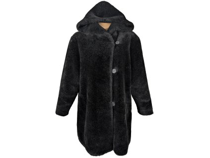 Dámský šedočerný kožíšek s kapucí Canda 44