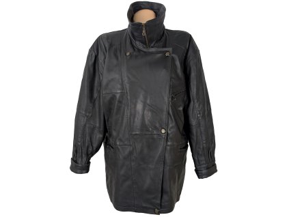 KOŽENÁ dámská černá zateplená bunda na zip XXL