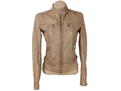 KOŽENÁ dámská hnědá bunda na zip Rino&Pelle S