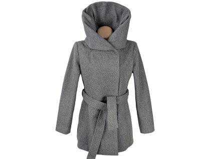 Dámský šedý přechodný kabát s páskem AMISU M