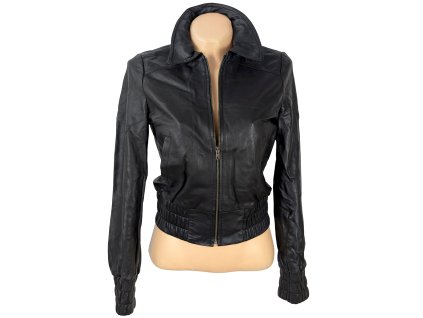 KOŽENÁ dámská černá bunda na zip MADONNA S