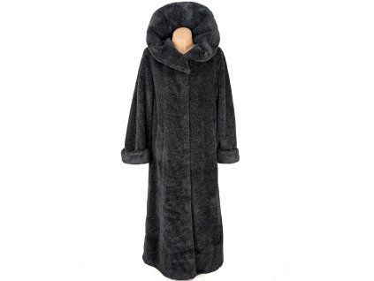 Dámský dlouhý šedý kožíšek s límcem L