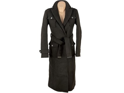 Vlněný dámský dlouhý hnědý kabát s páskem Morgan 34