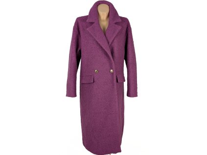 Vlněný (45%) dámský dlouhý růžový oversize kabát Viva Couture 40