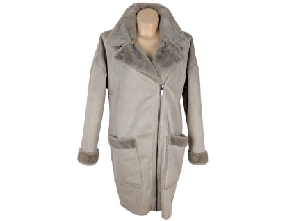 Dámský hnědý kabát - křivák s kožíškem ONLY M