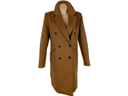 Vlněný (50%) dámský karamelový dvouřadý kabát BPC 14/40