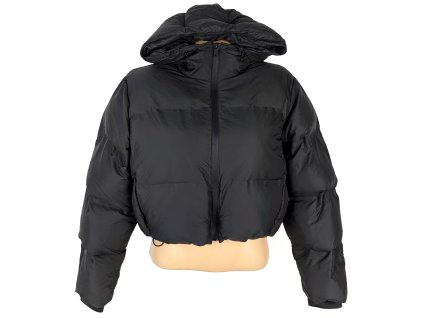 Dámská černá prošívaná crop bunda s kapucí ZARA M