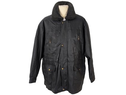 KOŽENÁ pánská černá zimní bunda s odnímatelnou vložkou 56