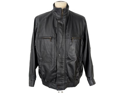 KOŽENÁ pánská černá bunda na zip L