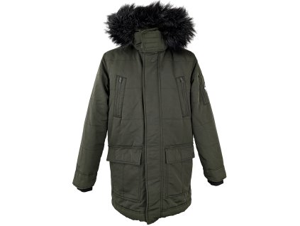 Pánská khaki zimní parka s kapucí HOLLISTER S