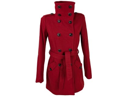 Dámský červený kabát s páskem s.Oliver 36