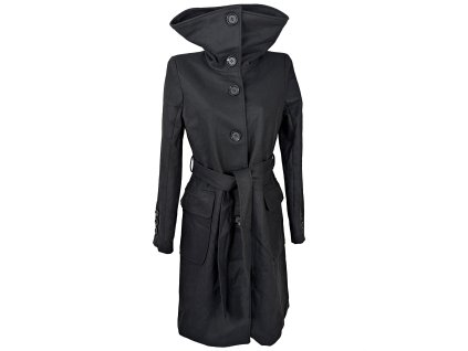 Vlněný (50%) dámský černý kabát s páskem Reserved L