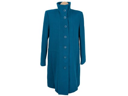 Vlněný (70%) dámský modrý kabát (vlna, kašmír) Paul Delvaux 44