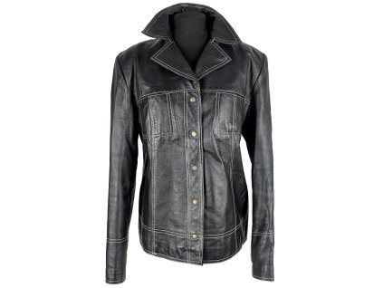 KOŽENÁ dámská černá bunda s prošíváním Style&Co XL
