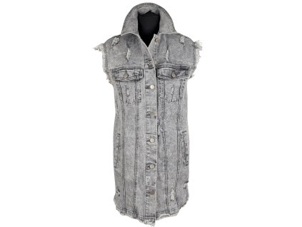 Dámská šedá džínová dlouhá vesta S