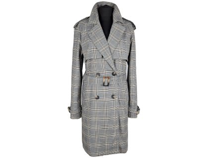 Dámský kostkovaný trenčkot s páskem 42