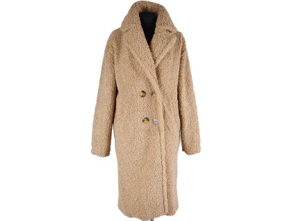 Dámský hnědý dlouhý teddy kožíškový kabát Viva Couture 34