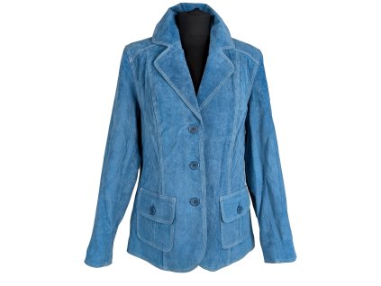 KOŽENÉ dámské modré semišové sako L