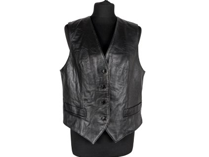 KOŽENÁ dámská černá vesta DEYA 44
