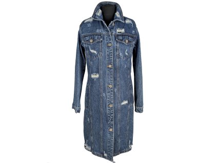 Bavlněný dámský modrý džínový kabát 38/M